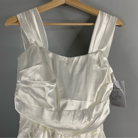 Alamour Roberta Dress Satin Ruched Bridal Mini White NWT Draped Fitted XS - Picture 14 of 15